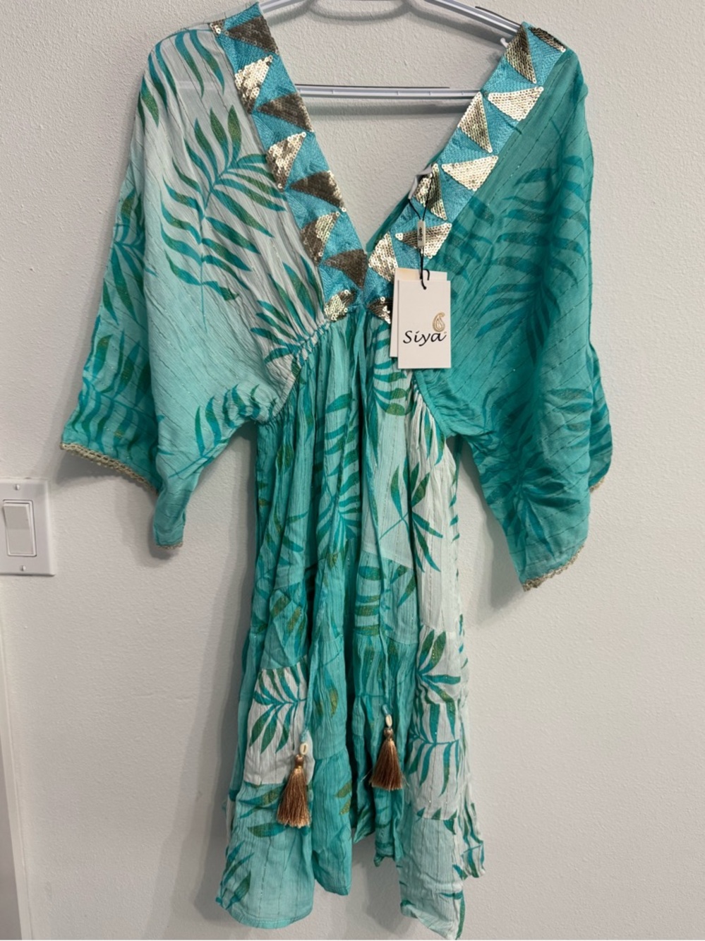 Siya Lightweight Turquoise Beach Cover dress - Size OS